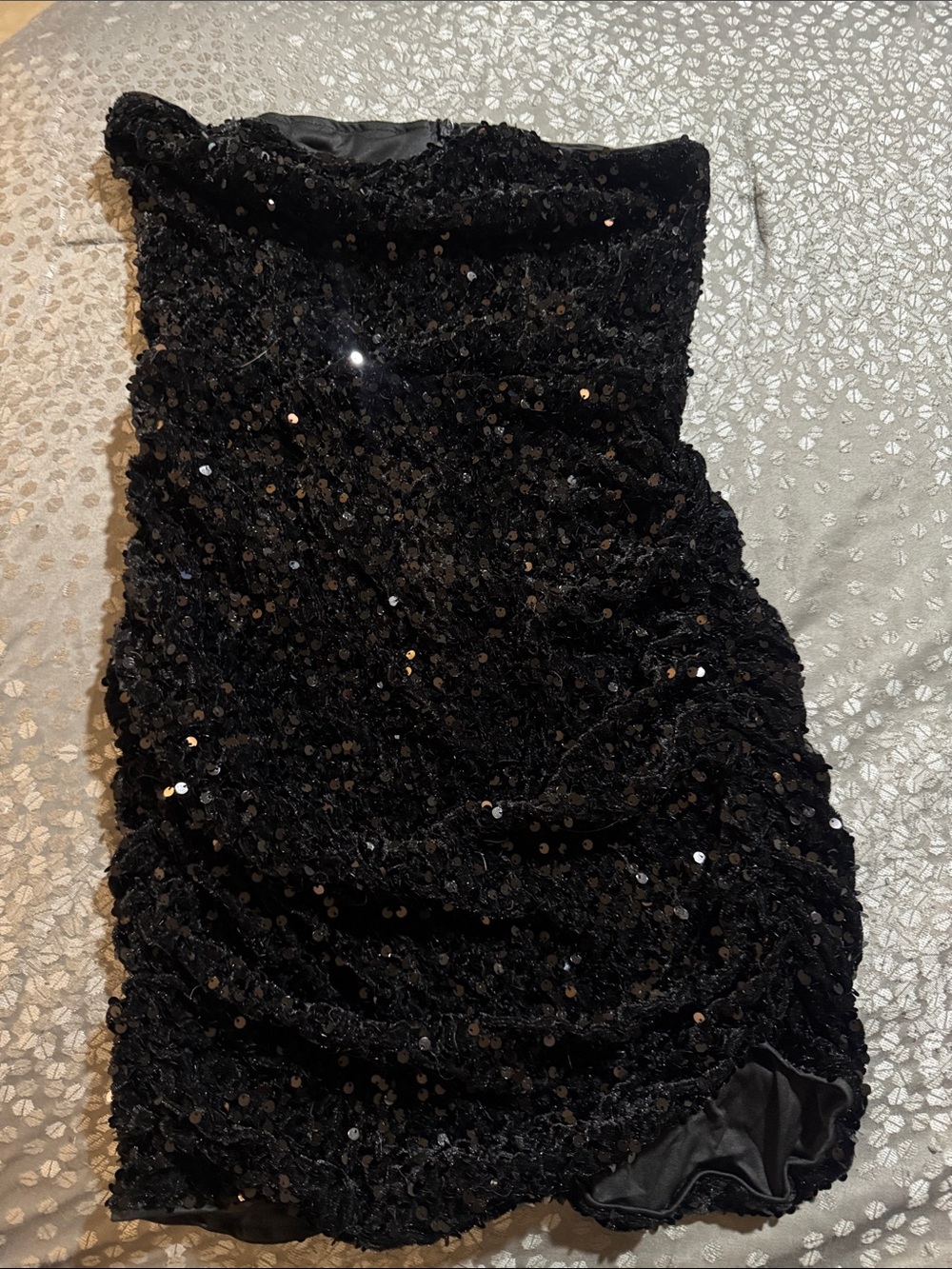 SHEIN Black Strapless Sequin Cocktail Dress